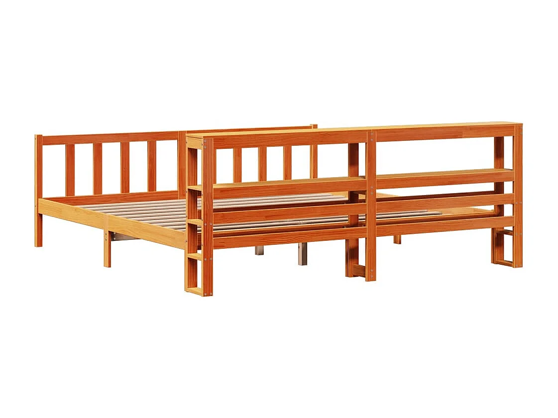 Cadre de lit et tête de lit sans matelas cire marron 200x200 cm