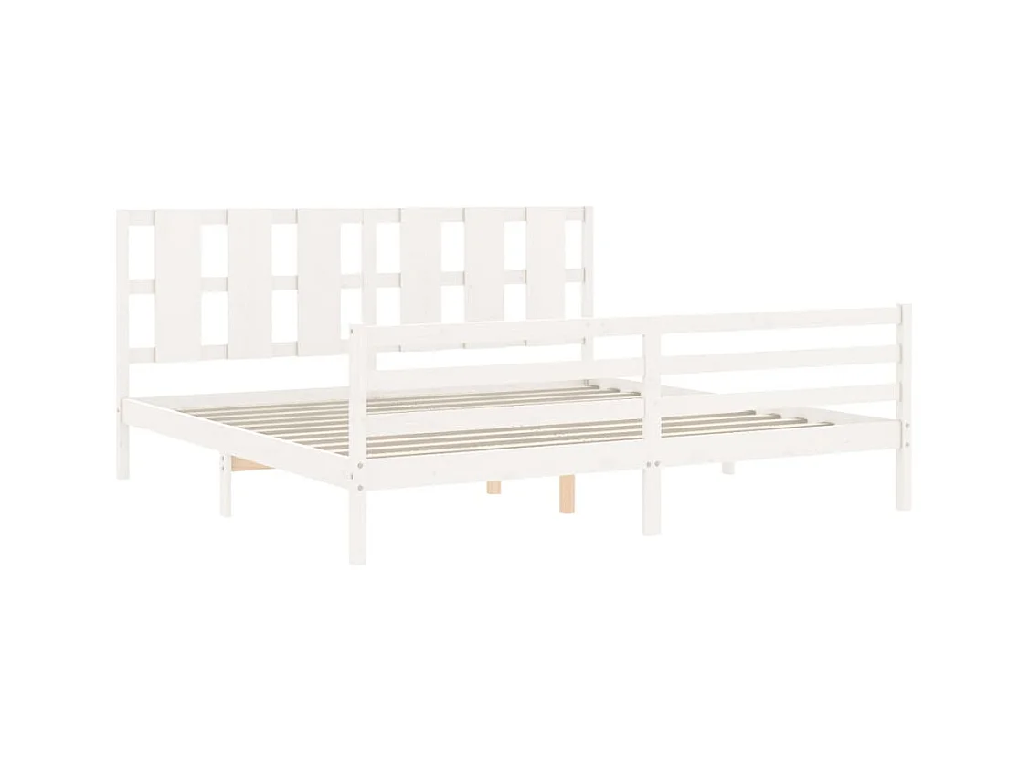 Cadre de lit sans matelas blanc 200x200 cm bois massif