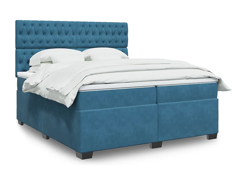 Boxspringbett mit Matratze Blau 200x200 cm Samt