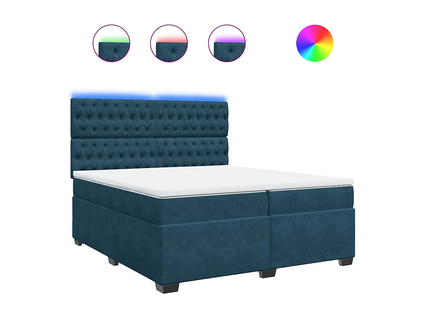 Sommier à lattes de lit et matelas Bleu 200x200 cm velours