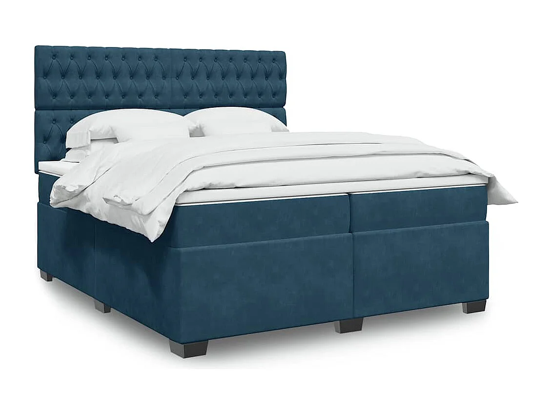 Giroletto a Molle con Materasso Blu 200x200 cm in Velluto
