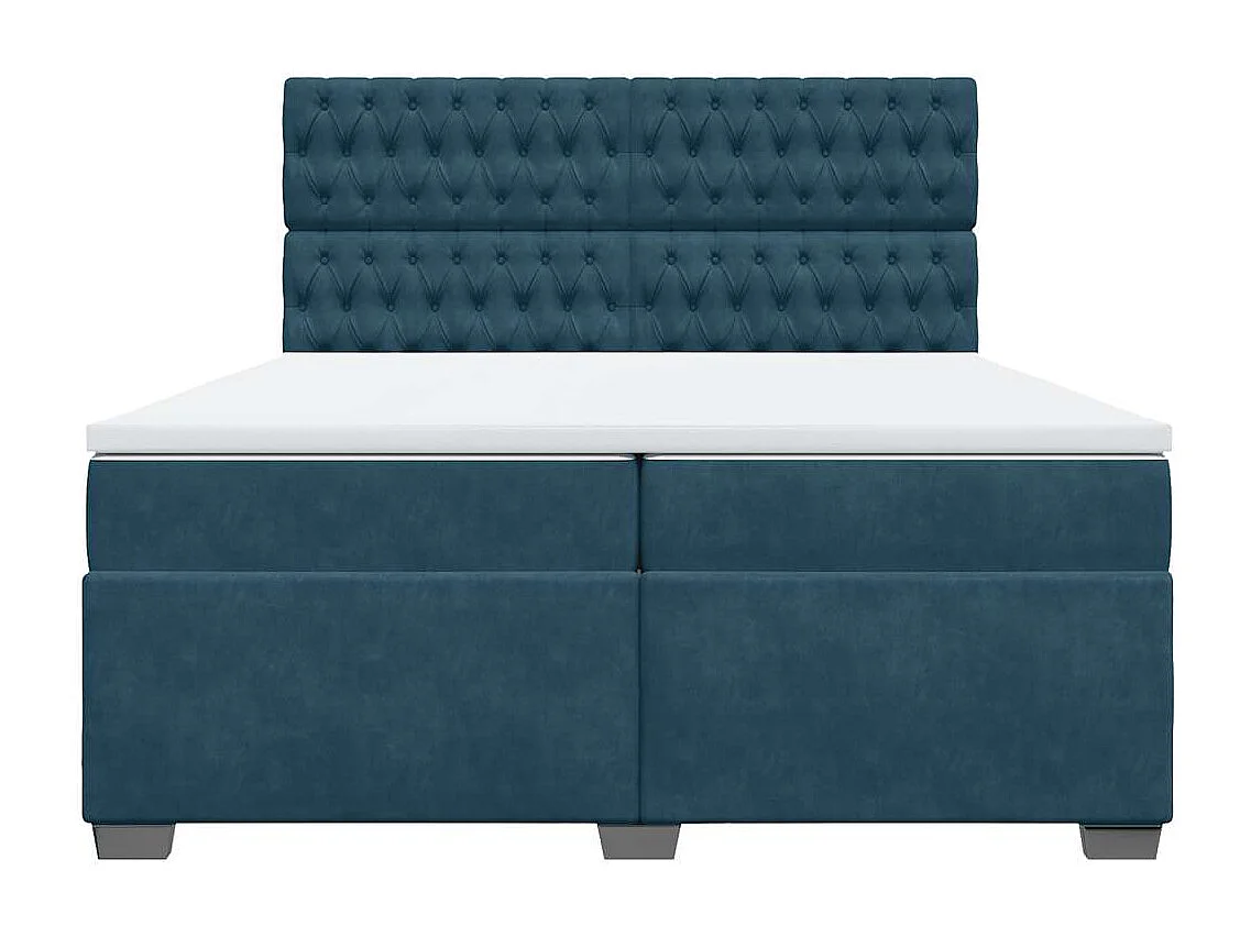 Giroletto a Molle con Materasso Blu 200x200 cm in Velluto