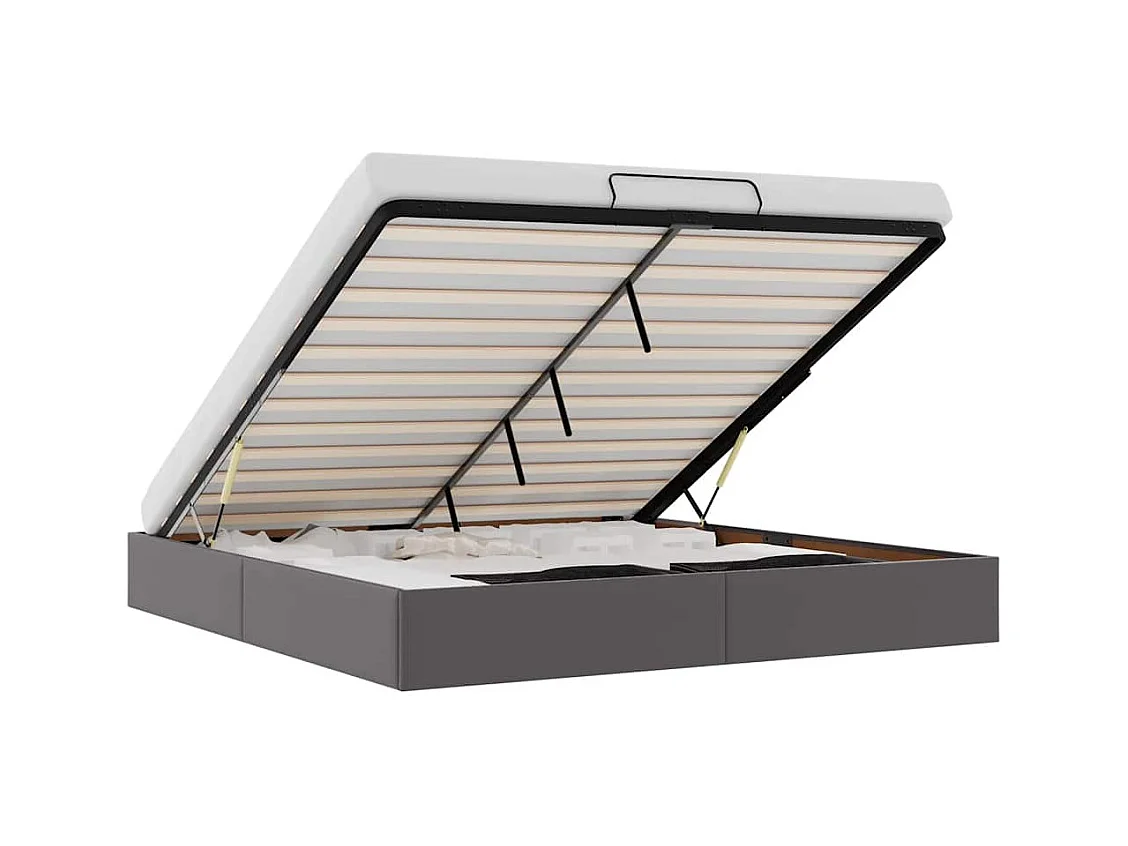 Cadre de lit ottoman sans matelas gris 200x200 cm similicuir