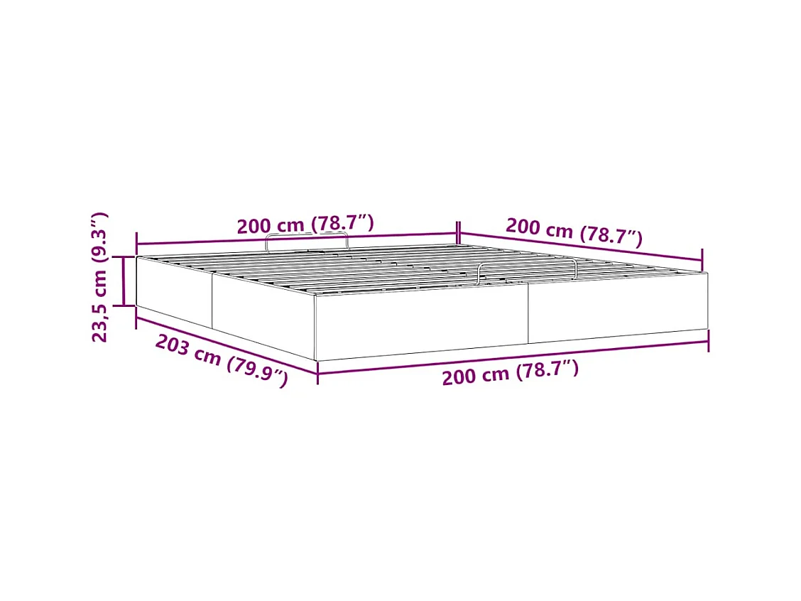 Cadre de lit ottoman sans matelas gris 200x200 cm similicuir