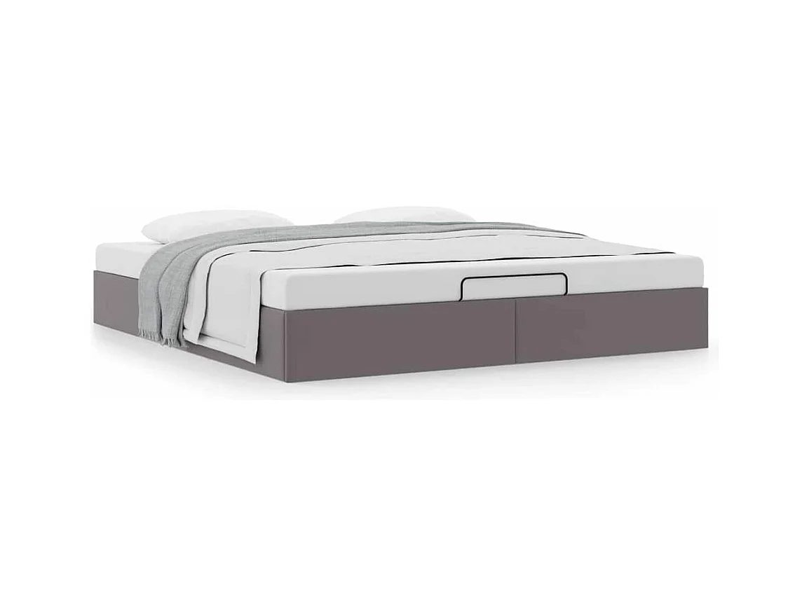Cadre de lit ottoman sans matelas gris 200x200 cm similicuir