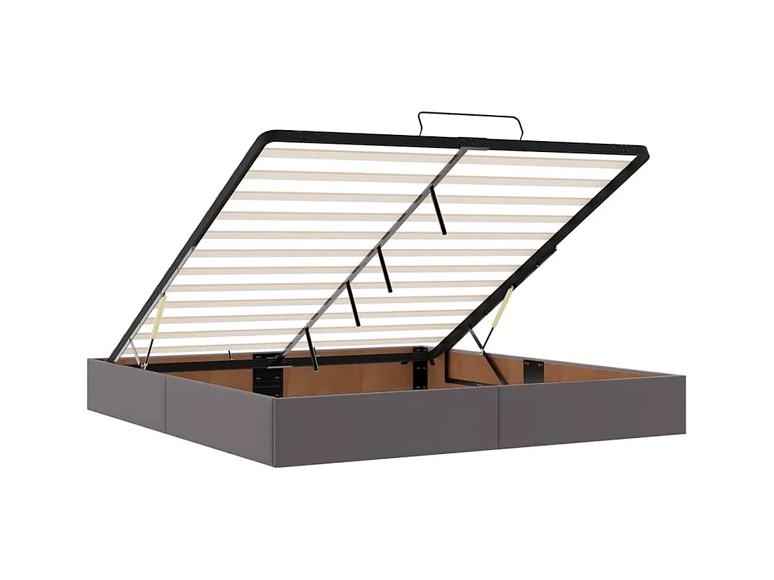 Cadre de lit ottoman sans matelas gris 200x200 cm similicuir