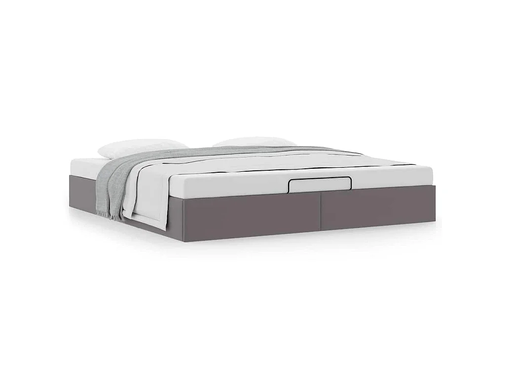Cadre de lit ottoman sans matelas gris 200x200 cm similicuir