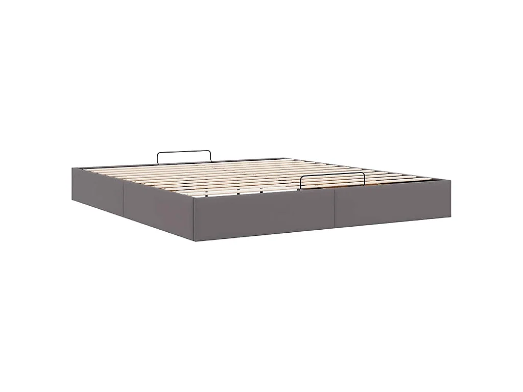 Cadre de lit ottoman sans matelas gris 200x200 cm similicuir