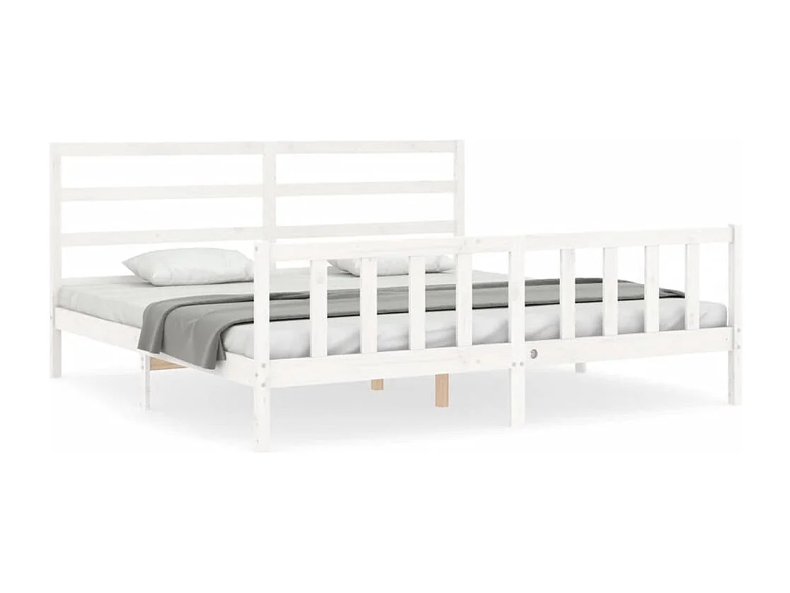 Bedframe zonder matras massief grenenhout wit 200x200 cm