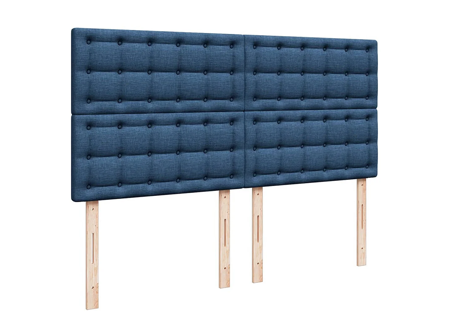 Cama box spring con colchón tela azul 200x200 cm