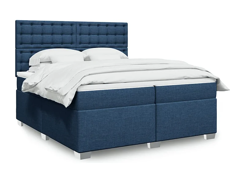 Boxspring met matras stof blauw 200x200 cm
