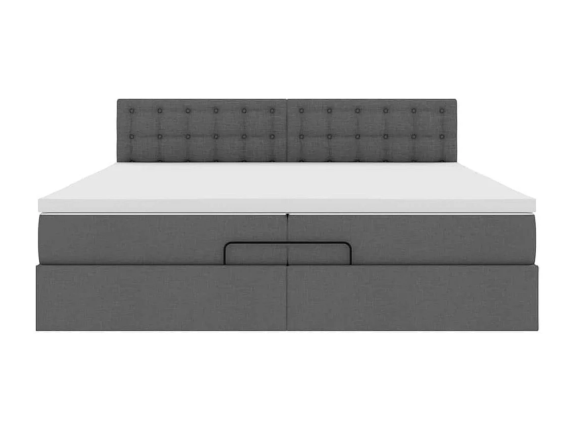 Cadre de lit ottoman avec matelas gris foncé 200x200 cm tissu