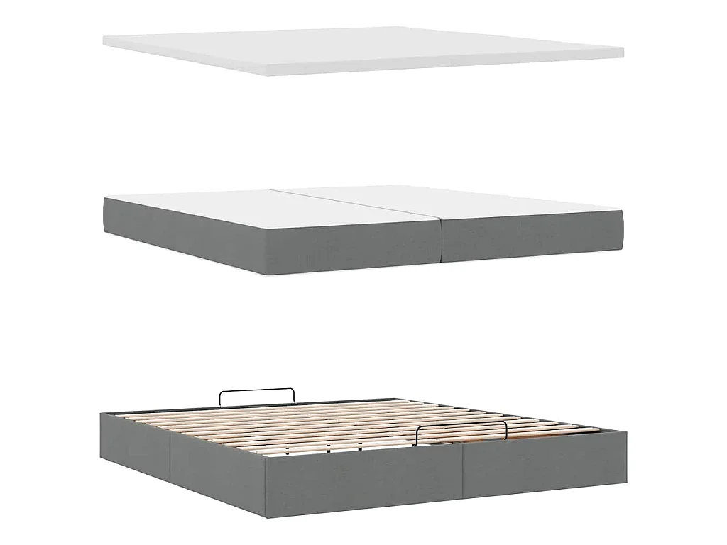 Struttura Letto Pouf con Materasso 200x200 cm in Tessuto