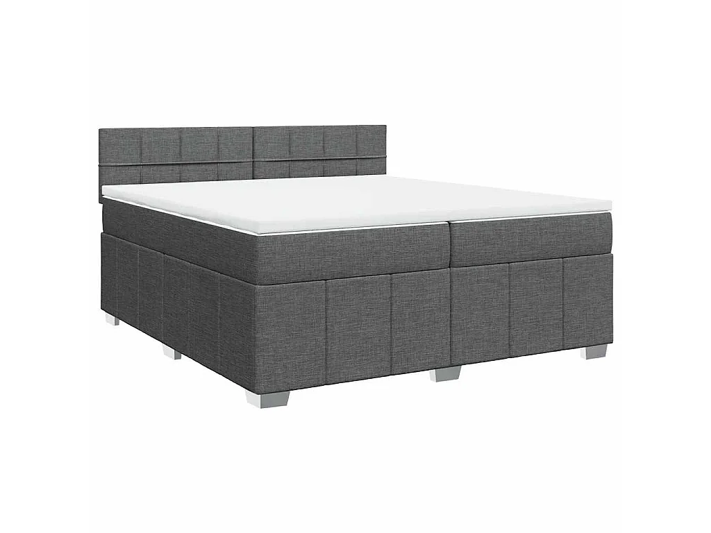 Cama box spring con colchón tela gris oscuro 200x200 cm