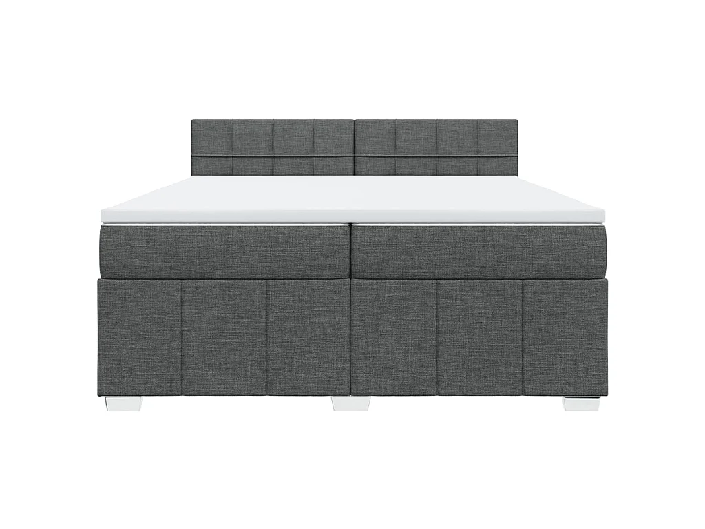 Cama box spring con colchón tela gris oscuro 200x200 cm