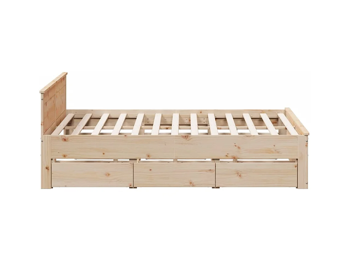 Cadre de lit sans matelas avec tête de lit 200x200 cm bois pin