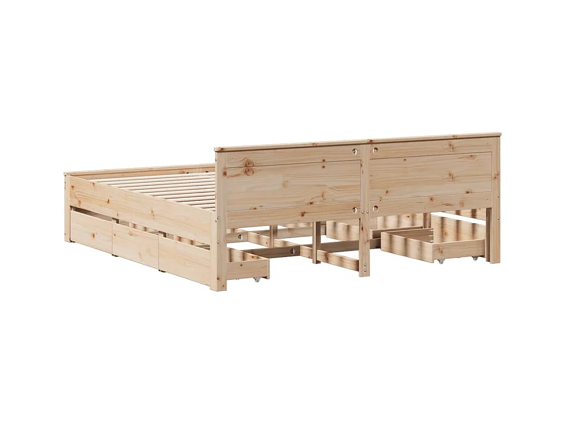 Cadre de lit sans matelas avec tête de lit 200x200 cm bois pin