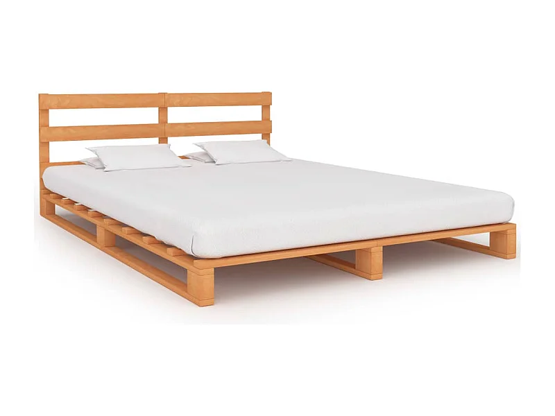 Palettenbett Braun Massivholz Kiefer 200×200 cm