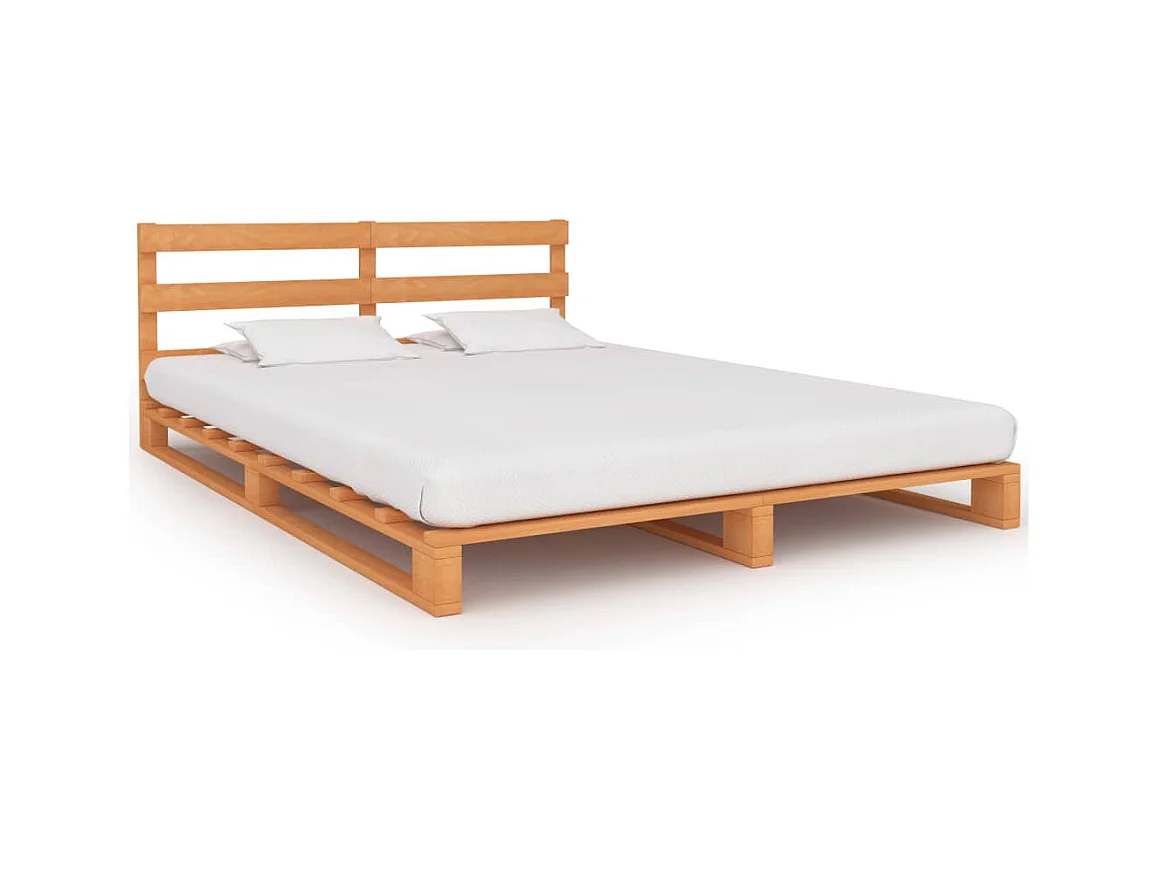 Palettenbett Braun Massivholz Kiefer 200×200 cm