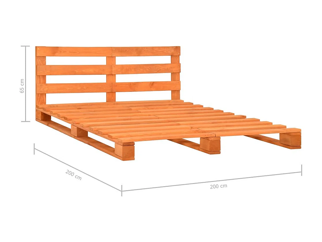 Palettenbett Braun Massivholz Kiefer 200×200 cm