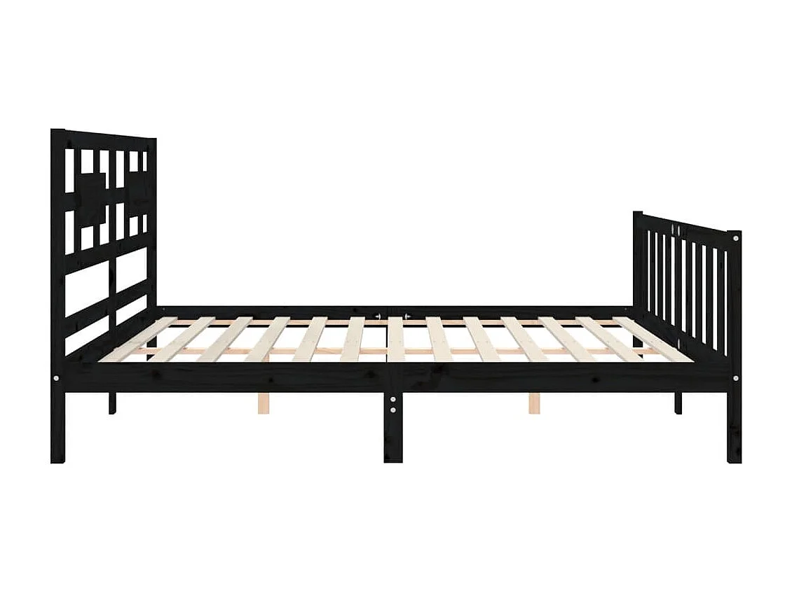 Bedframe met hoofdbord massief hout zwart 200x200 cm