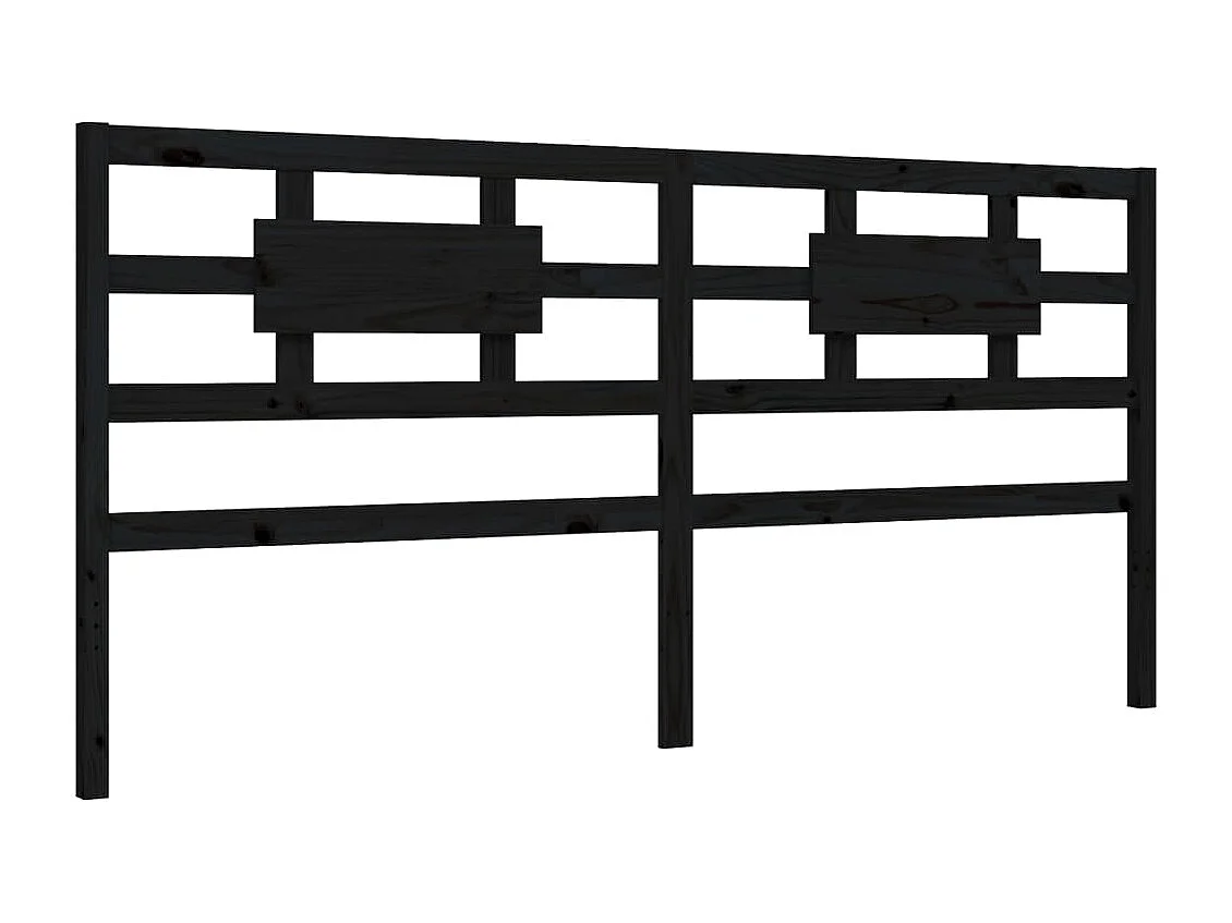 Bedframe met hoofdbord massief hout zwart 200x200 cm
