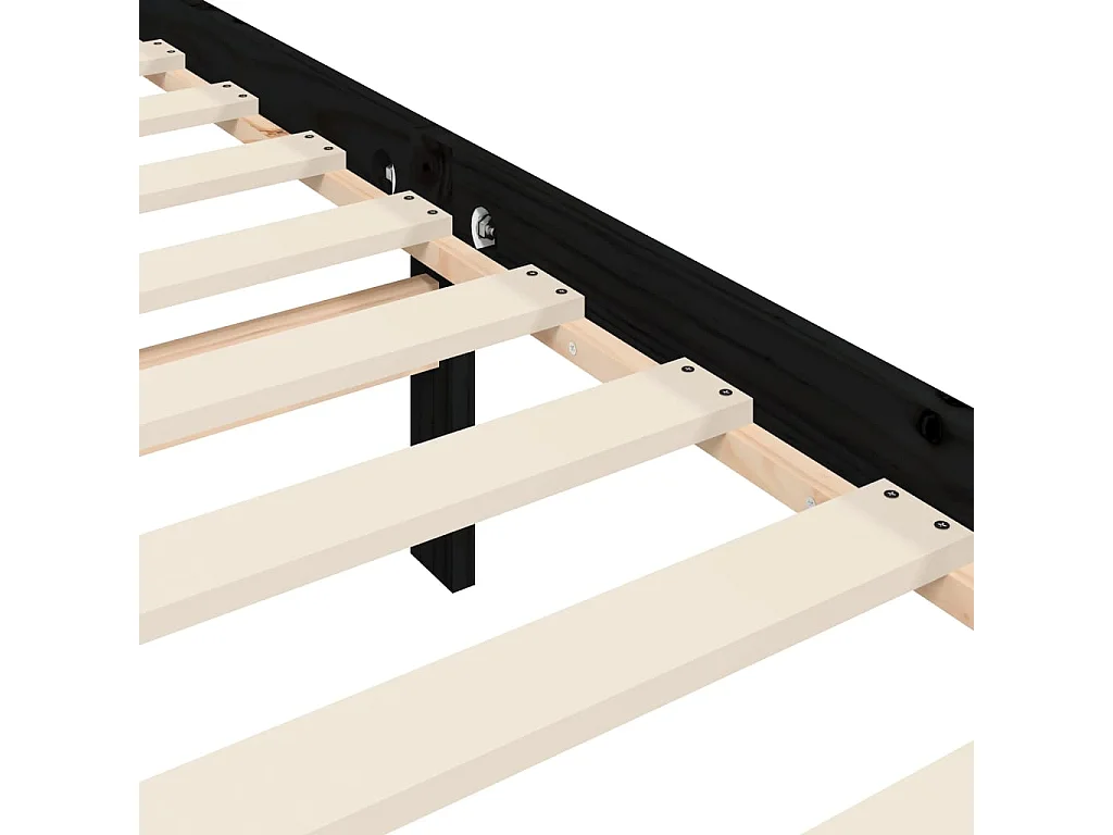 Bedframe met hoofdbord massief hout zwart 200x200 cm
