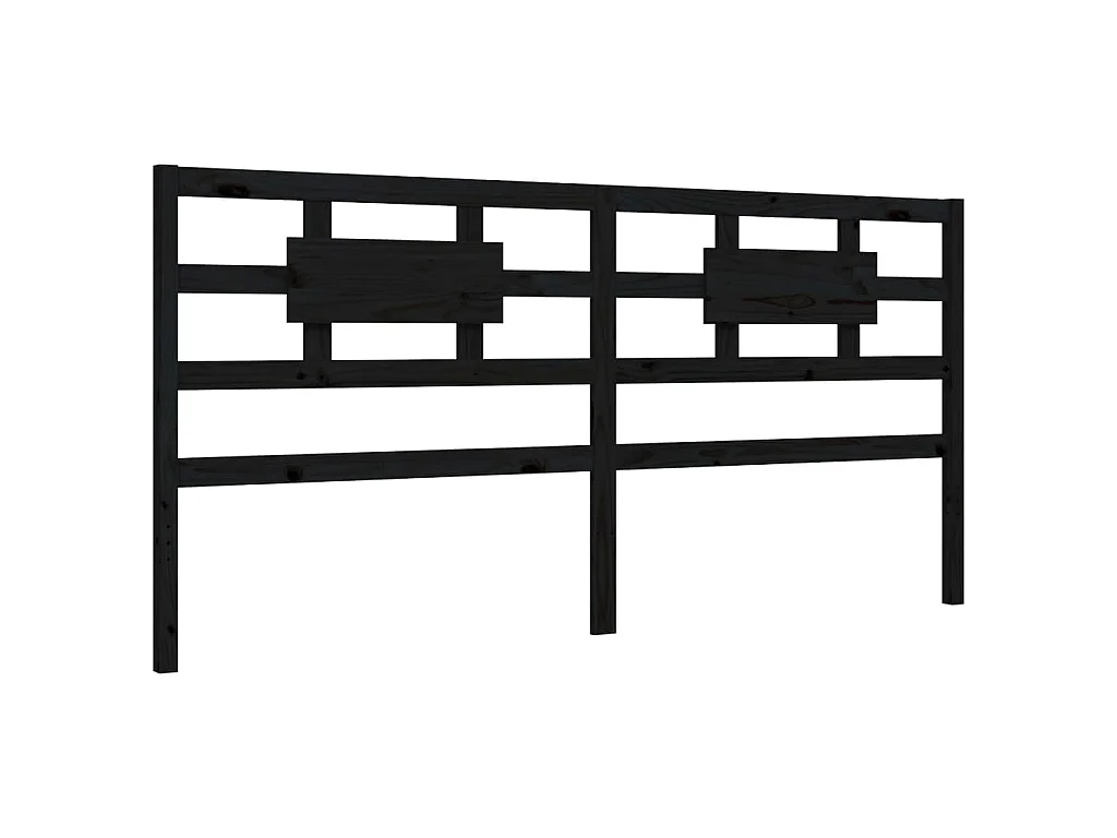 Cadre de lit sans matelas noir 200x200 cm bois massif de pin