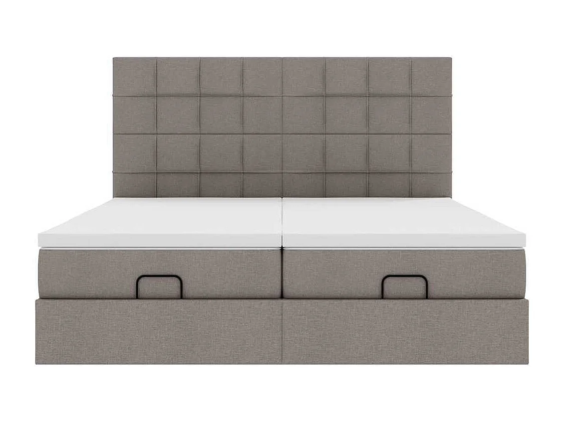 Cadre de lit ottoman avec matelas taupe 200x200cm tissu