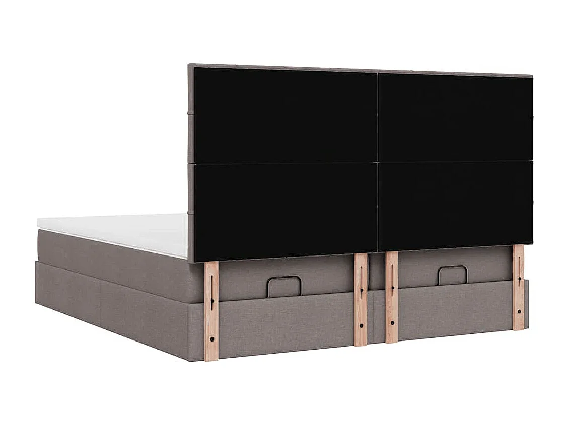 Cadre de lit ottoman avec matelas taupe 200x200cm tissu