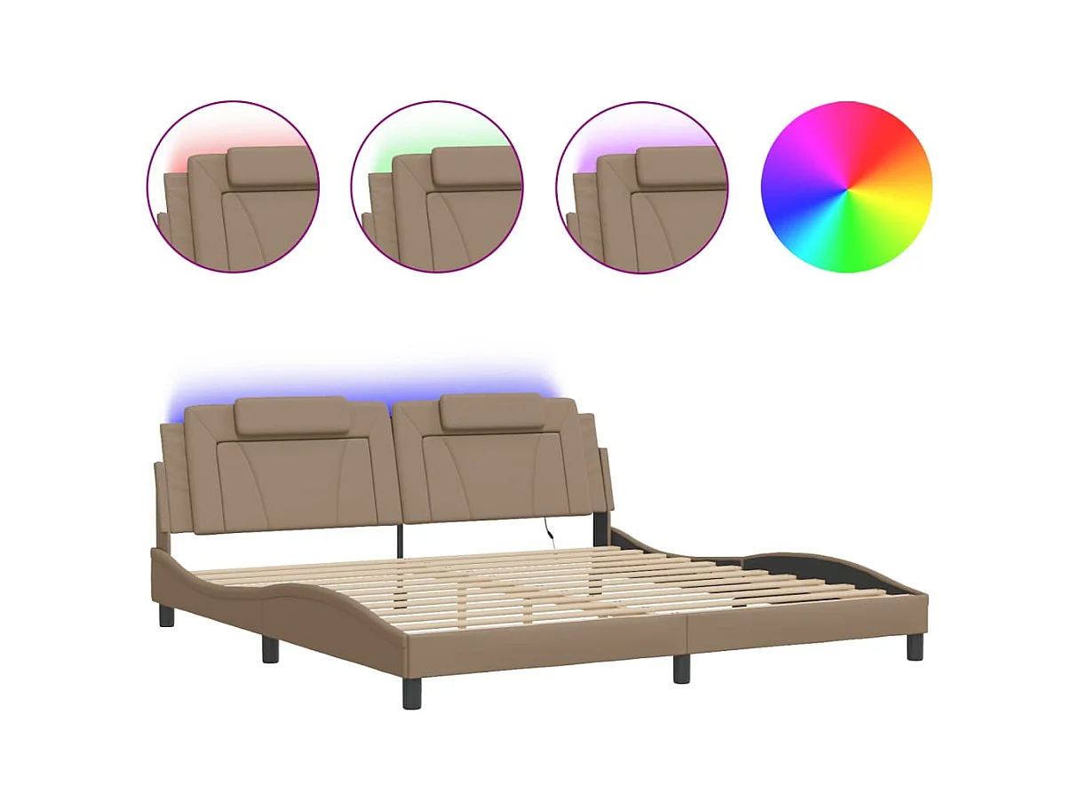 Cadre de lit Viana avec LED sans matelas cappuccino 200x200 cm