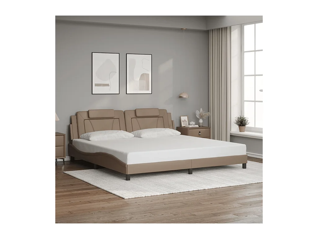 Cadre de lit Viana avec LED sans matelas cappuccino 200x200 cm