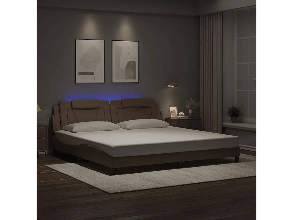 Cadre de lit Viana avec LED sans matelas cappuccino 200x200 cm
