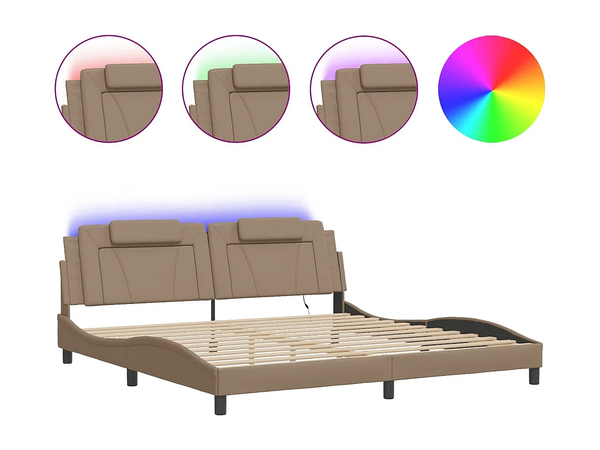 Cadre de lit Viana avec LED sans matelas cappuccino 200x200 cm