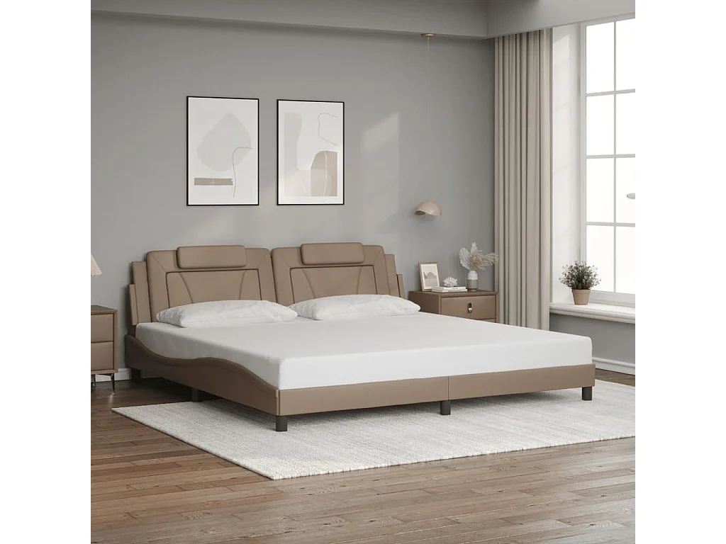 Cadre de lit Viana avec LED sans matelas cappuccino 200x200 cm