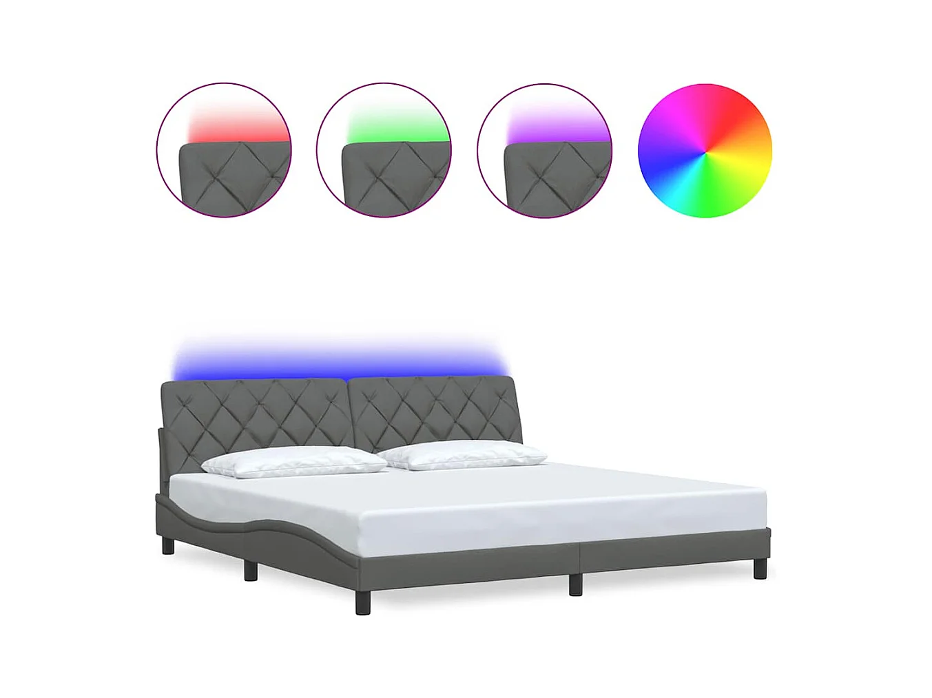 Giroletto con LED senza Materasso 200x200 cm Tessuto