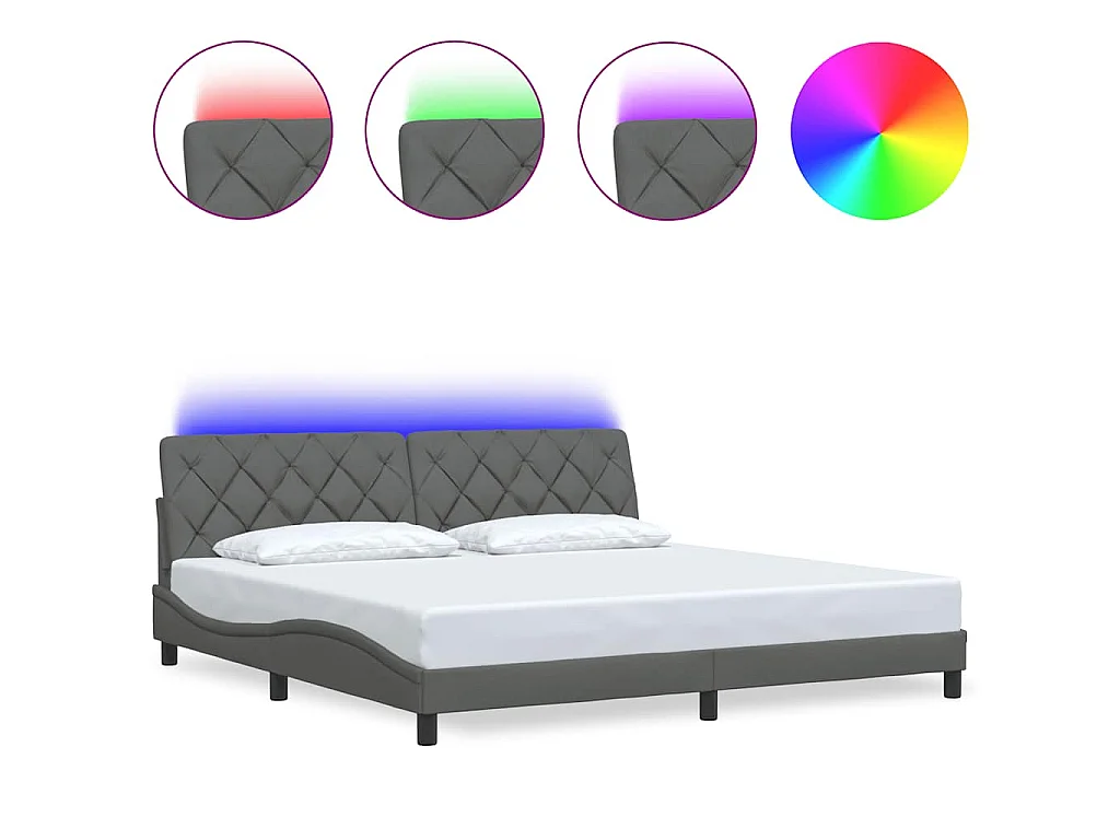 Giroletto con LED senza Materasso 200x200 cm Tessuto