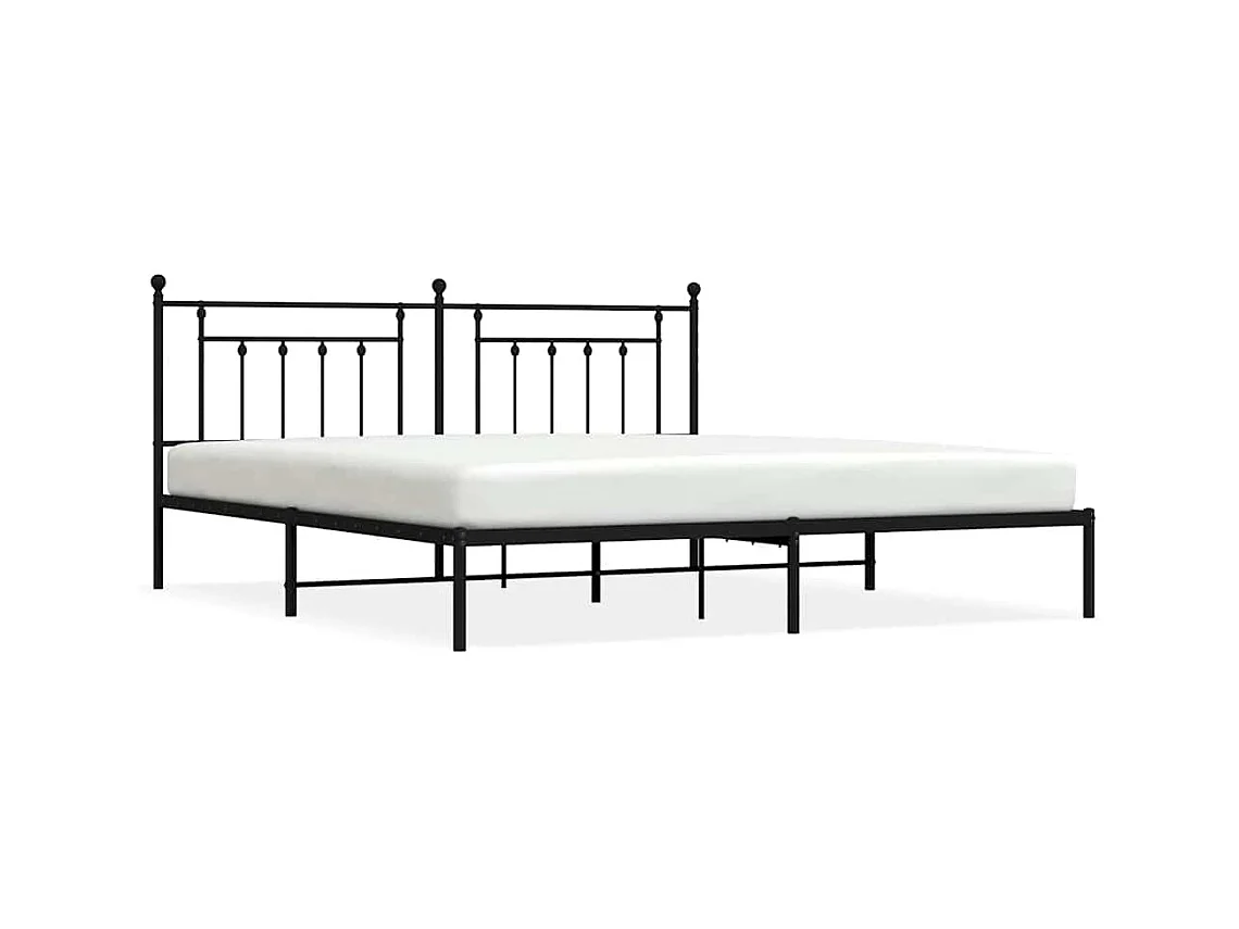 Cadre de lit métal sans matelas avec tête de lit noir 193x203cm