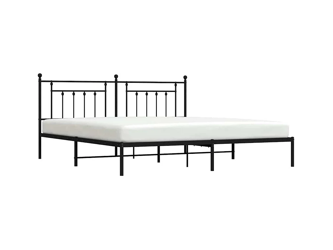 Cadre de lit métal sans matelas avec tête de lit noir 193x203cm