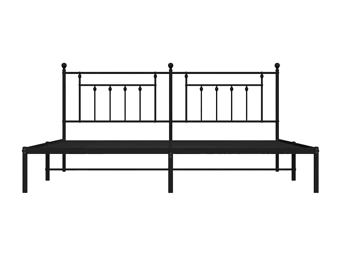 Cadre de lit métal sans matelas avec tête de lit noir 193x203cm