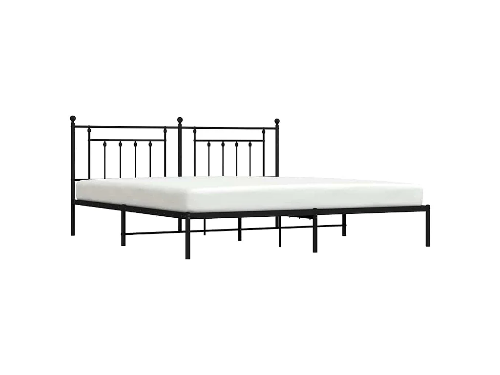 Cadre de lit métal sans matelas avec tête de lit noir 193x203cm