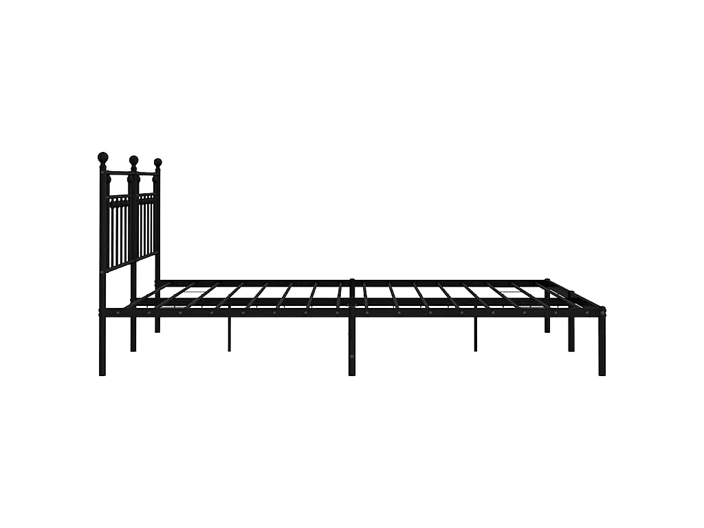 Cadre de lit métal sans matelas avec tête de lit noir 193x203cm