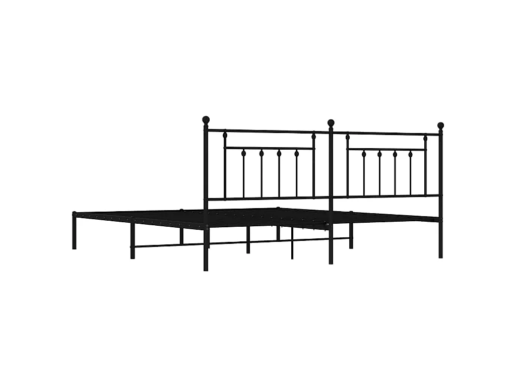 Cadre de lit métal sans matelas avec tête de lit noir 193x203cm