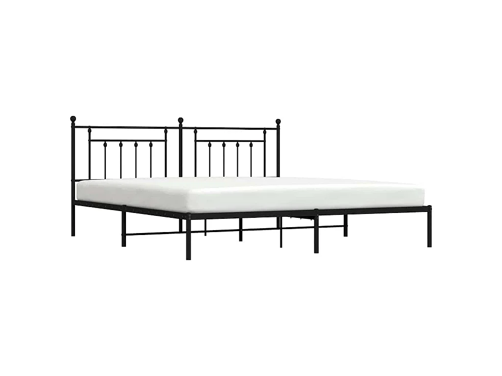 Cadre de lit métal sans matelas avec tête de lit noir 193x203cm