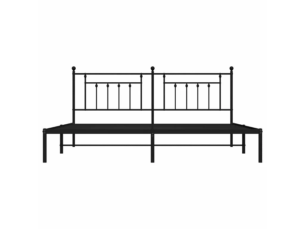 Cadre de lit métal sans matelas avec tête de lit noir 193x203cm