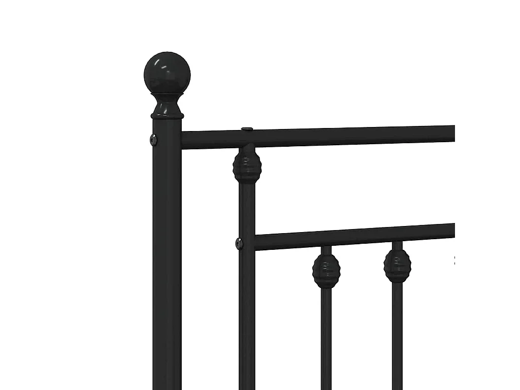 Cadre de lit métal sans matelas avec tête de lit noir 193x203cm