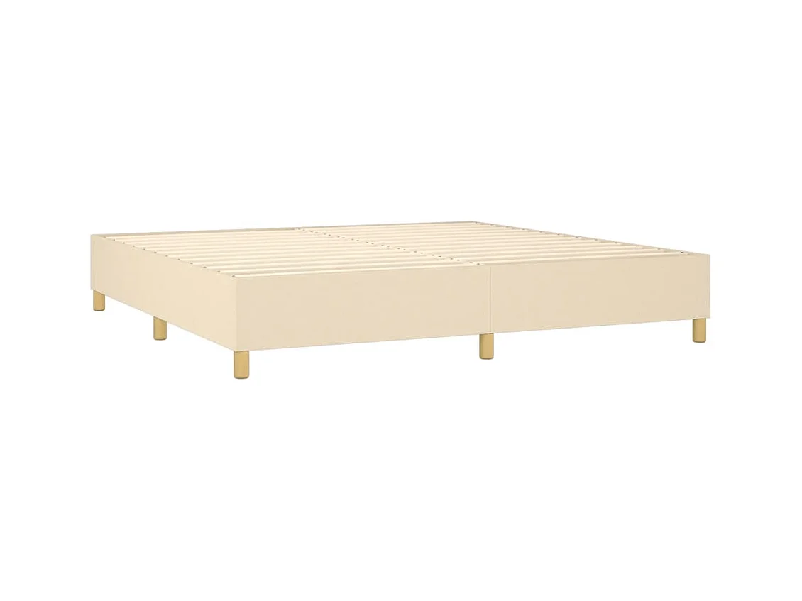Sommier à lattes de lit et matelas et LED Crème 200x200cm Tissu