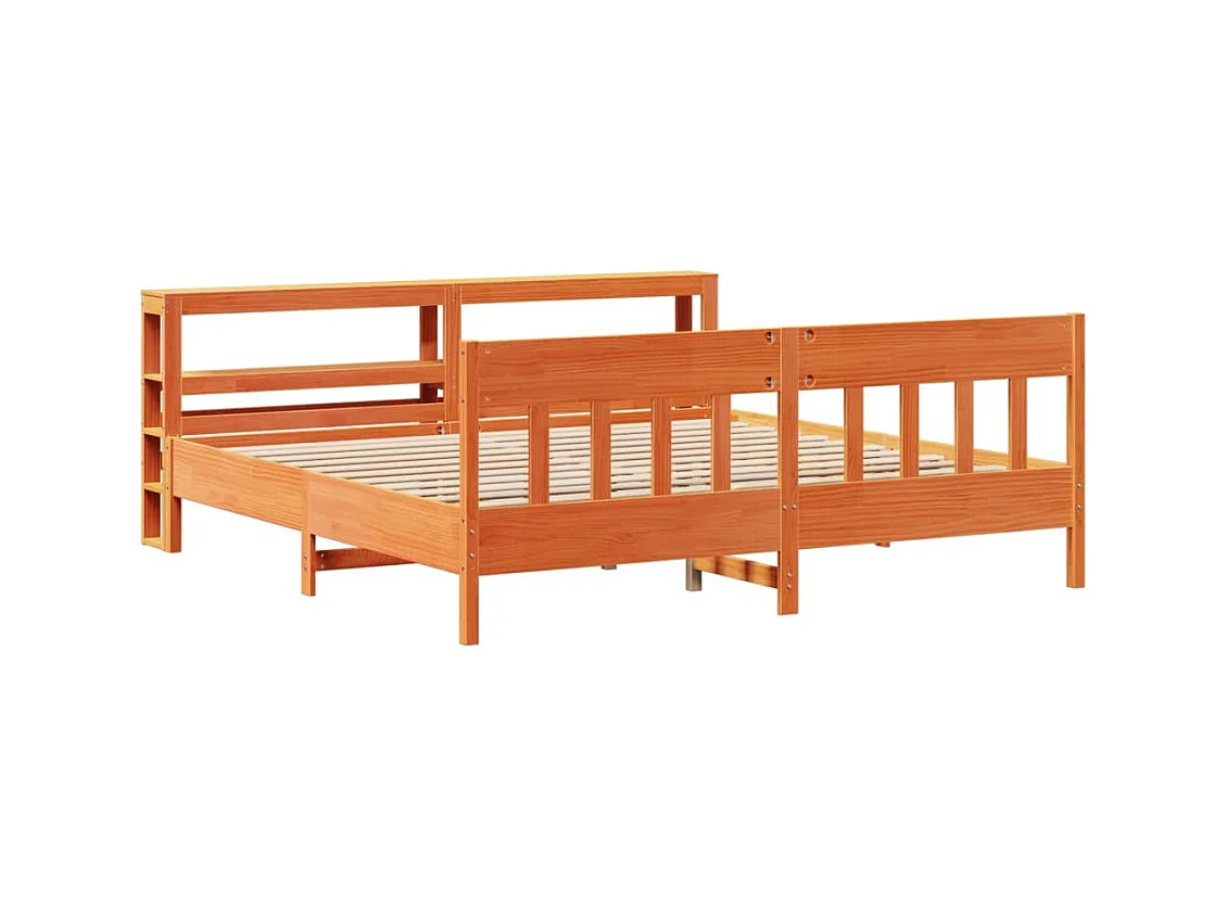 Cadre de lit sans matelas cire marron 200x200cm bois pin massif