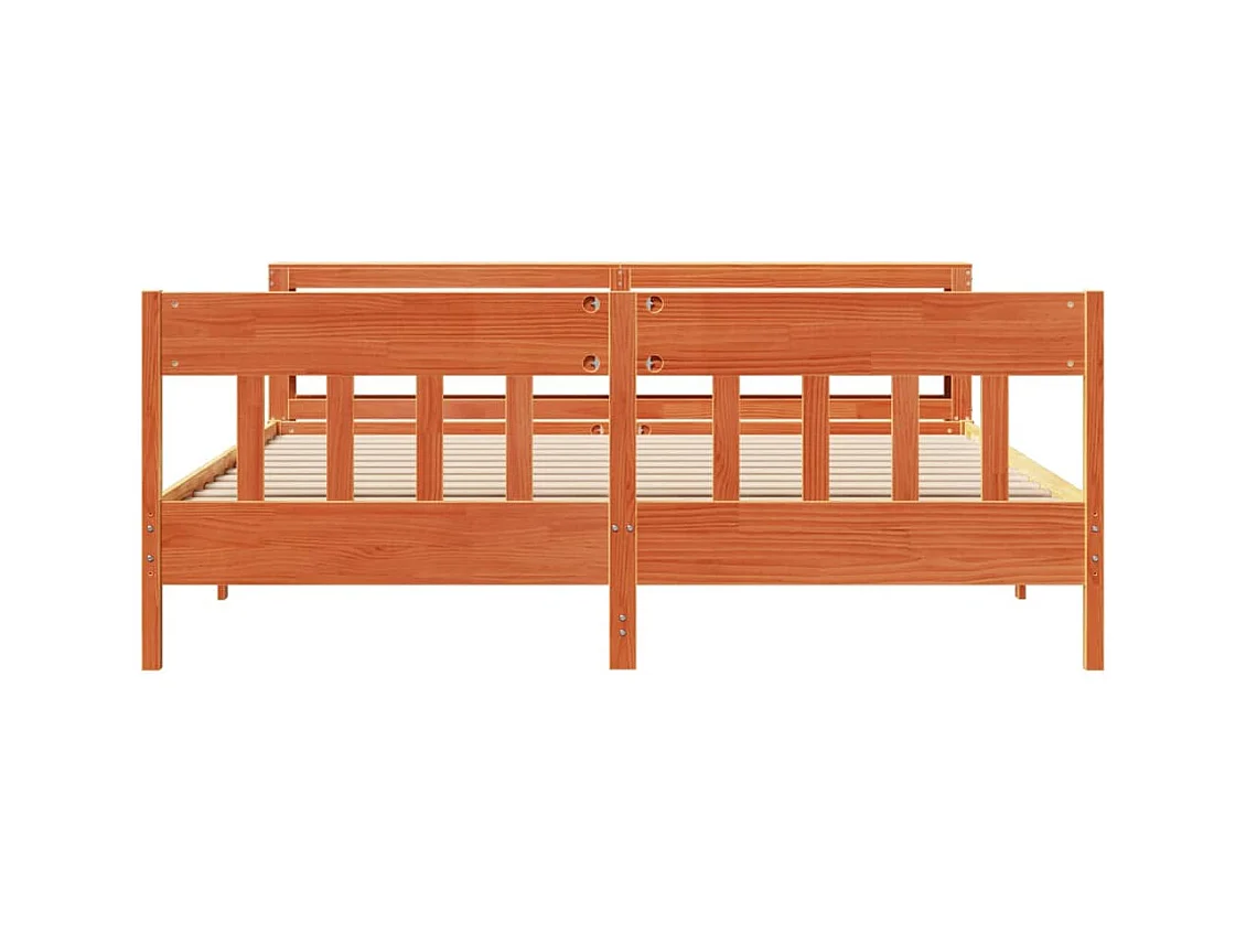 Cadre de lit sans matelas cire marron 200x200cm bois pin massif