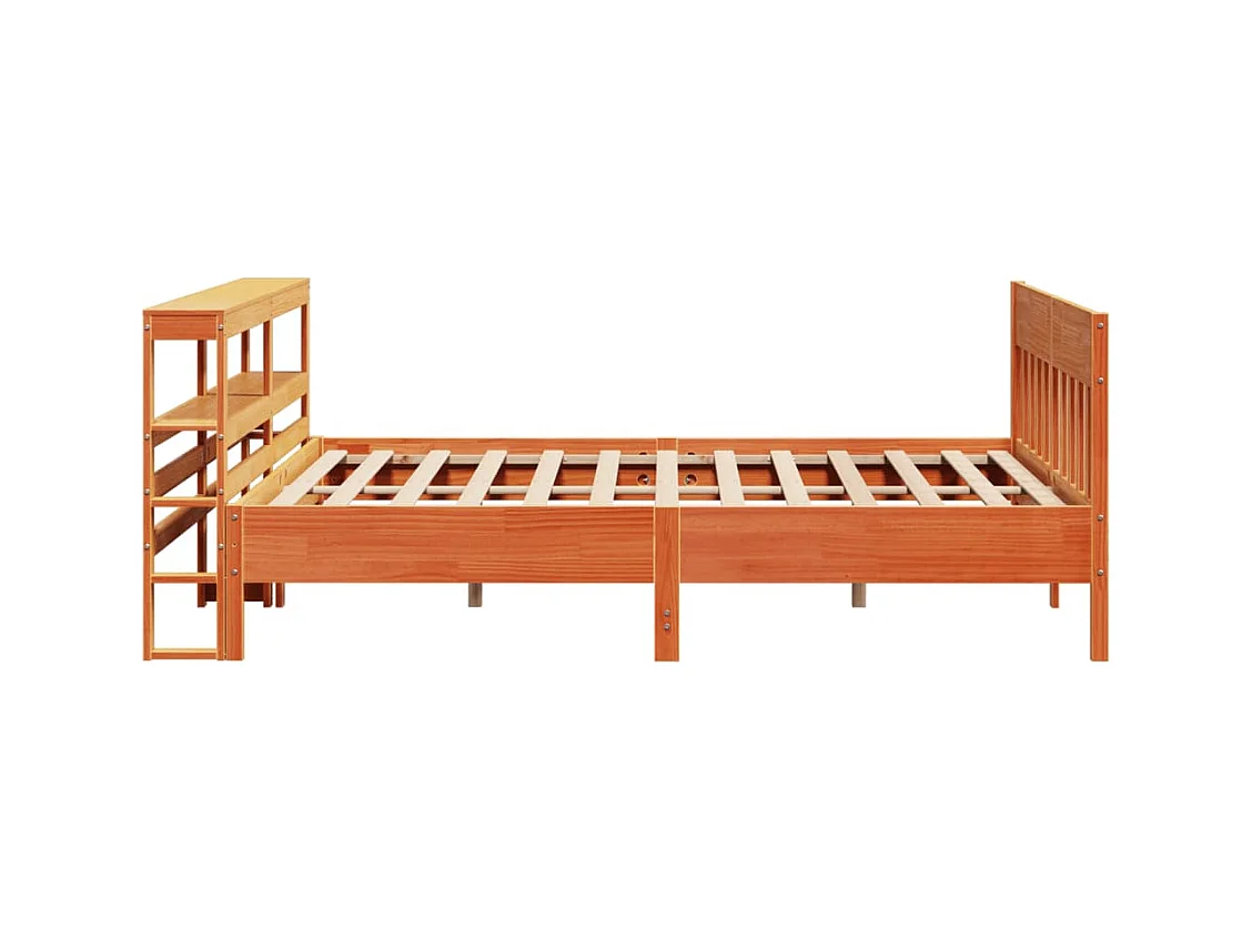 Cadre de lit sans matelas cire marron 200x200cm bois pin massif